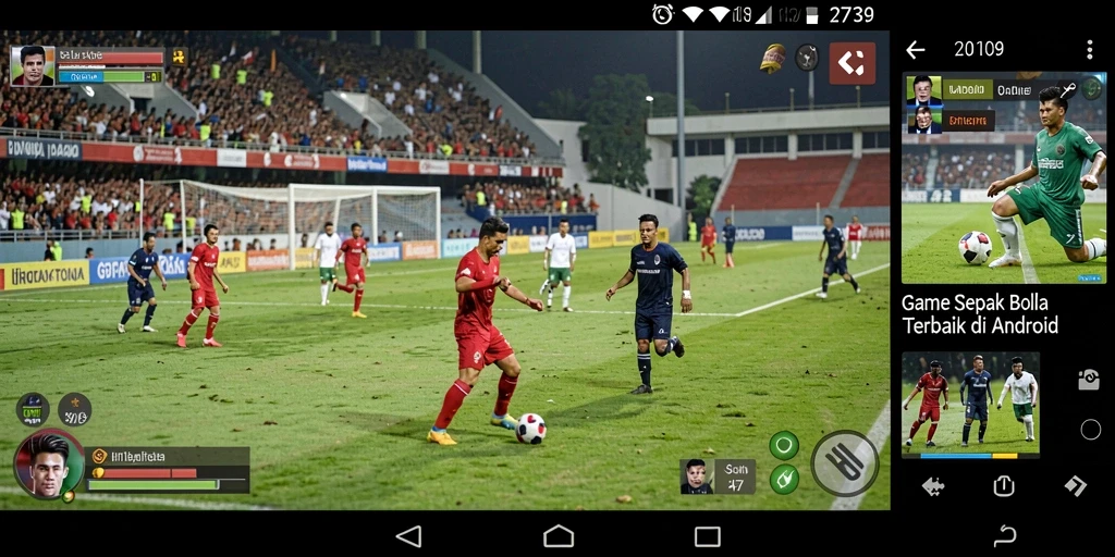 Tampilan gameplay seru dalam game sepak bola.