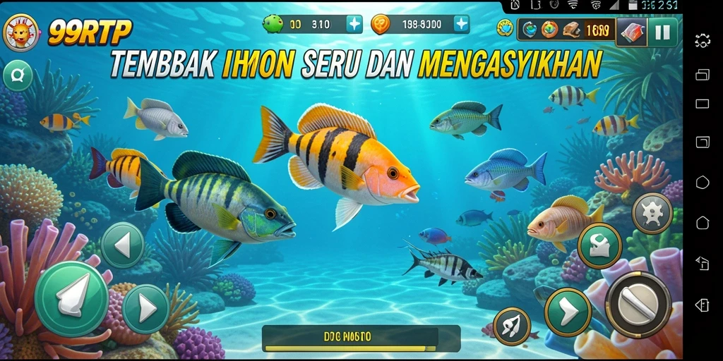 Screenshot gameplay 99RTP menampilkan aksi seru saat menembak ikan.