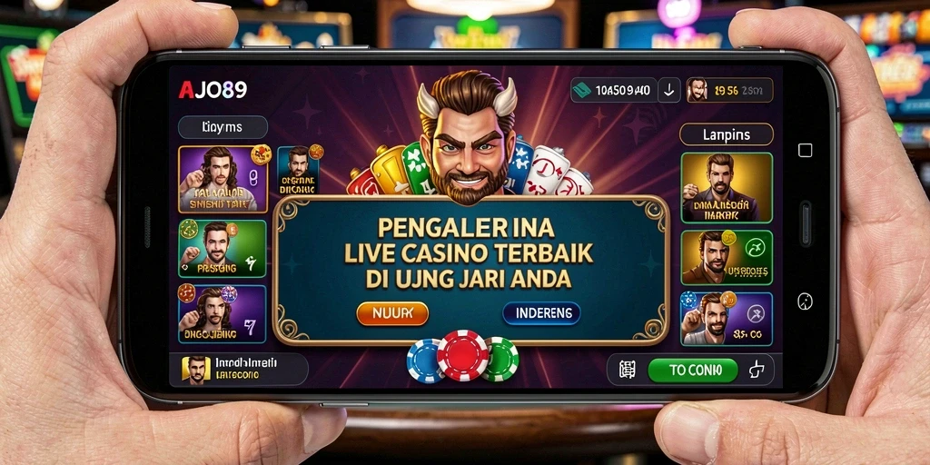 Tampilan gameplay langsung AJO89 dengan dealer profesional dan permainan kasino.