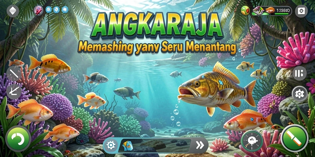 Tampilan gameplay <strong>ANGKARAJA</strong> yang menampilkan aksi memancing yang menarik.