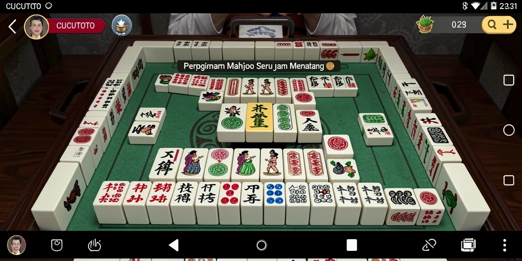 Tampilan gameplay CUCUTOTO menampilkan keseruan mencocokkan ubin Mahjong.