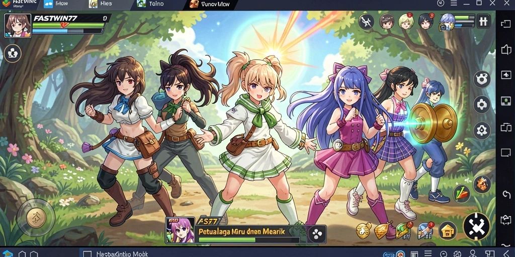 Tangkapan layar menunjukkan aksi seru dalam gameplay <strong>FASTWIN77</strong> dengan karakter anime ikonik.