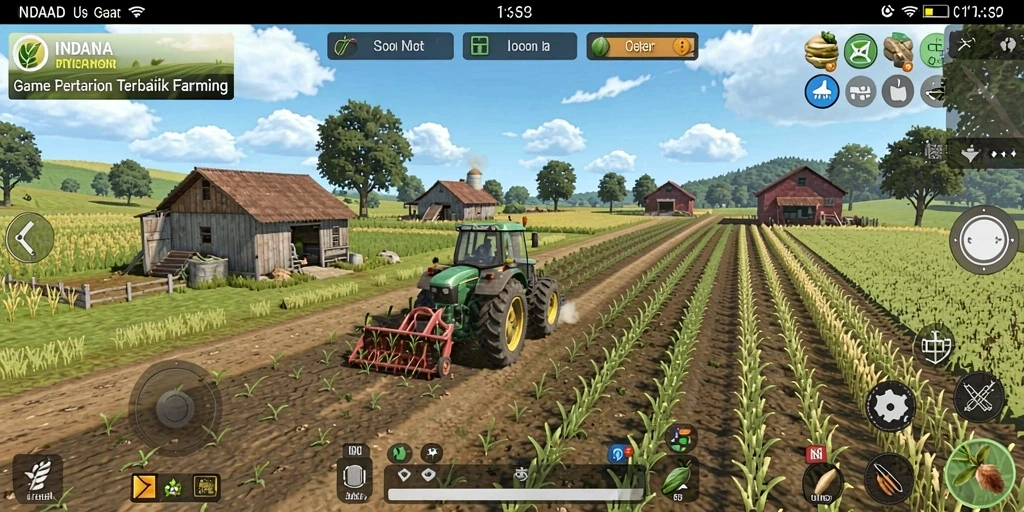 Screenshot permainan INDAAA menampilkan keseruan bertani dan berkebun.