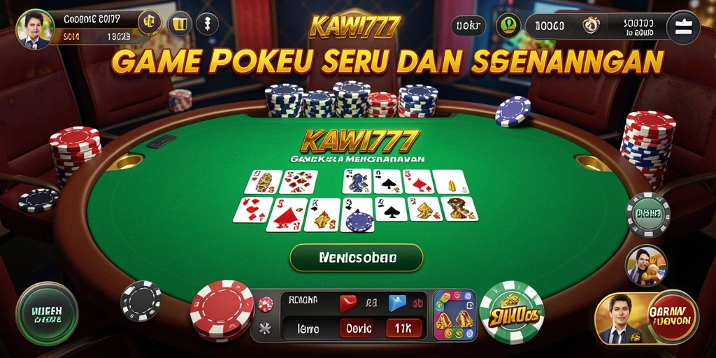 Tampilan gameplay Poker yang seru dan menarik di KAWI777.