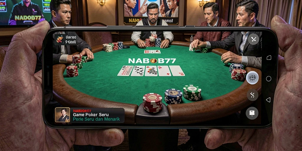 Screenshot permainan poker yang menunjukkan suasana kompetitif.