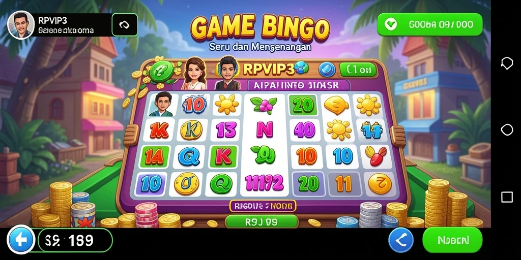 Tangkapan layar dari gameplay RPVIP3 menampilkan suasana permainan Bingo yang seru.