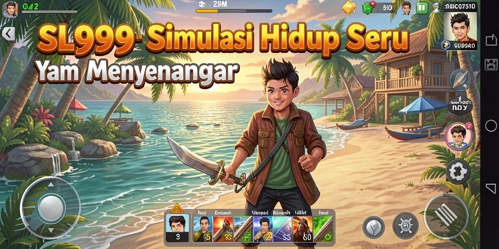 Tampilan gameplay SL999 yang menampilkan simulasi kehidupan nyata.