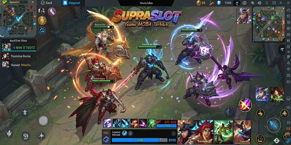 Gameplay seru di SUPRASLOT dengan aksi MOBA yang menegangkan.