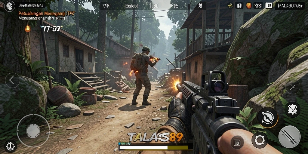 Tampilan aksi seru dalam gameplay TALAS89 dengan karakter yang beragam.