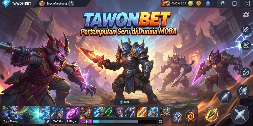Tampilan seru gameplay MOBA di TAWONBET.